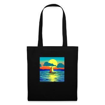 Sonnenuntergang mit Segelboot - Stoffbeutel - Schwarz - Vorne