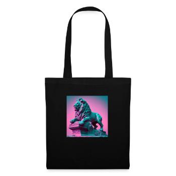 LION STATUE VAPORWAVE, modern art, neon colors - Tote Bag - black - Front