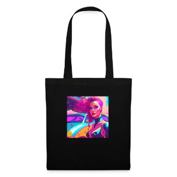 Woman in front of sports car 1 - Tote Bag - black - Front