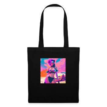 Woman in front of sports car 2 - Tote Bag - black - Front