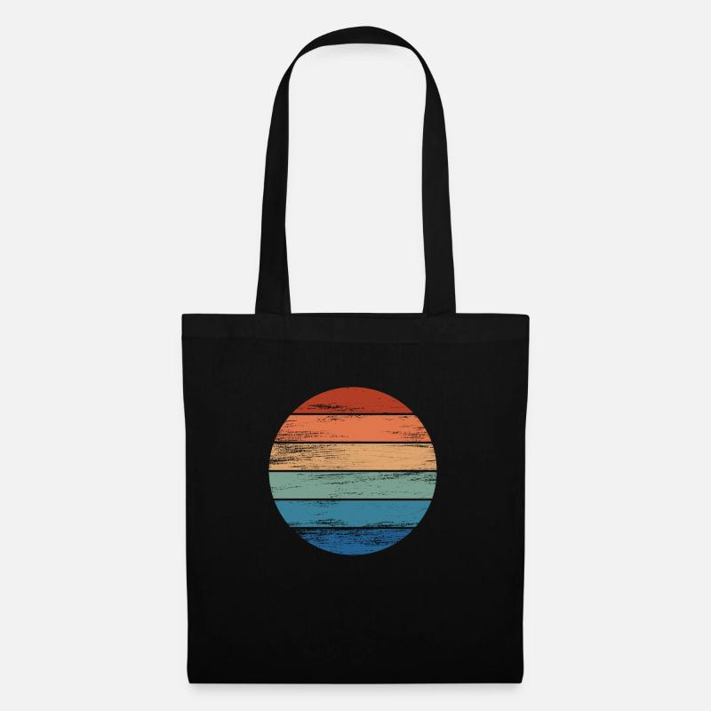 Retro Regenbogen Rainbow Kreis Distressed - Stoffbeutel - Schwarz