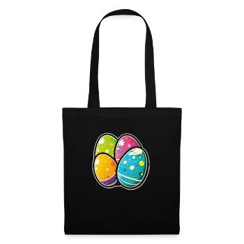 Happy Easter Eggs Easter Colorful Eggs Sticker Colors - Tote Bag - black - Front