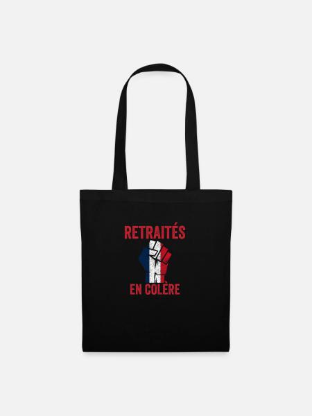 retraités en colère Grève 2023 anti retraite à 64 - Sac en tissu - noir
