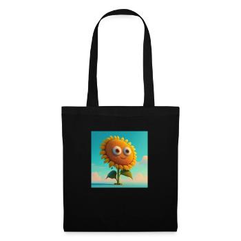A sunflower with a cute character - Tote Bag - black - Front