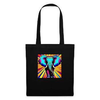 Eléphant Design Pop Art Couleur - Sac en tissu - noir - Devant