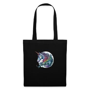 Einhorn Aquarell - Stoffbeutel - Schwarz - Vorne