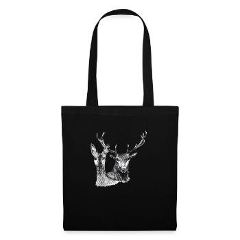 Cerfs et biche - Sac en tissu - noir - Devant