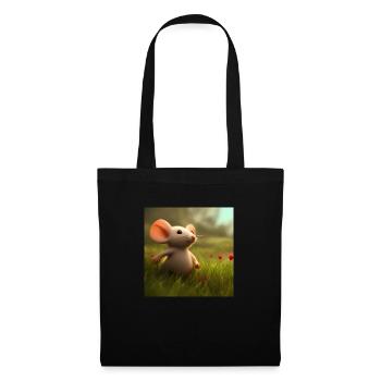 Maus beim Spaziergang - Stoffbeutel - Schwarz - Vorne