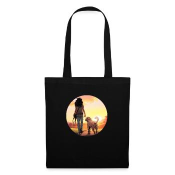 Woman with dog in the park - Tote Bag - black - Front