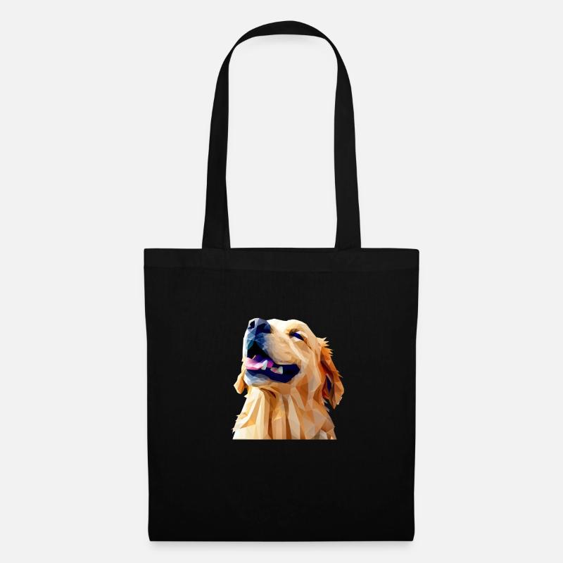 Origami eines glücklichen Golden Retriever Hundes - Stoffbeutel - Schwarz