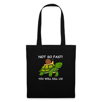 Escargot tortue PAS SI VITE - Sac en tissu - noir - Devant