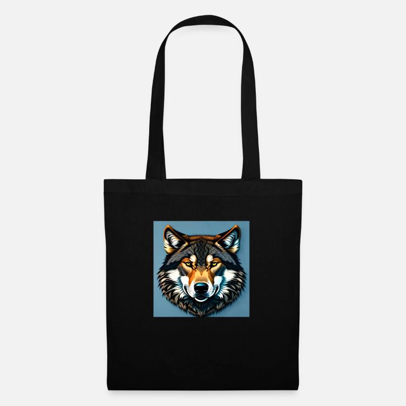 Standard-Wolf-Porträt - Stoffbeutel - Schwarz