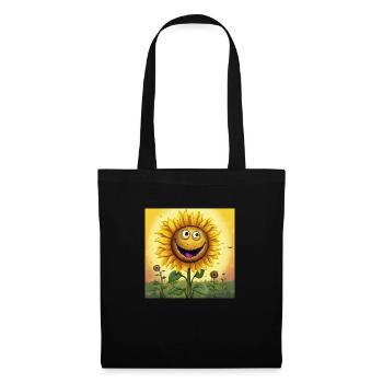 Sonnenblume Cartoon - Stoffbeutel - Schwarz - Vorne