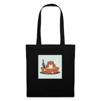 Cute beaver in the bathtub - Tote Bag - black - Front