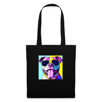 Hund mit Brille - Stoffbeutel - Schwarz - Vorne