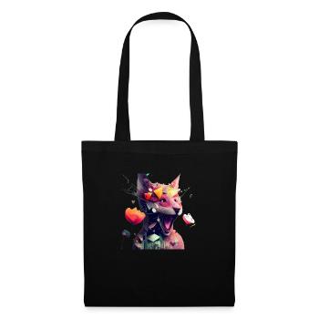 Frühling Fuchs und Blumen - Stoffbeutel - Schwarz - Vorne