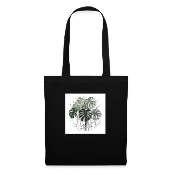 Plante Monstera dessinée à la main - Sac en tissu - noir - Devant
