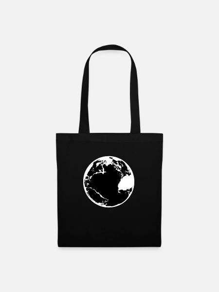 Planet Erde in schwarz/weiss - Stoffbeutel - Schwarz