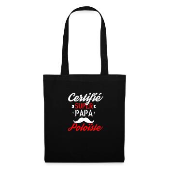 Certifié Super papa Poloïste - Sac en tissu - noir - Devant