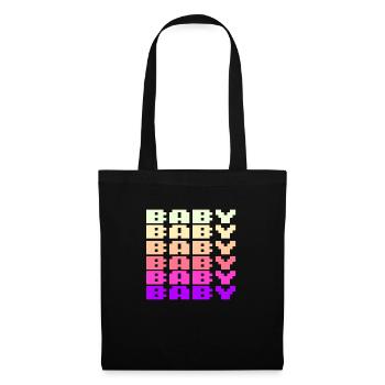 BABY Schriftzug Retro Gaming 8bit - Stoffbeutel - Schwarz - Vorne