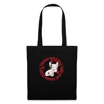 Cute French Bulldog, sloppy kisses - Tote Bag - black - Front