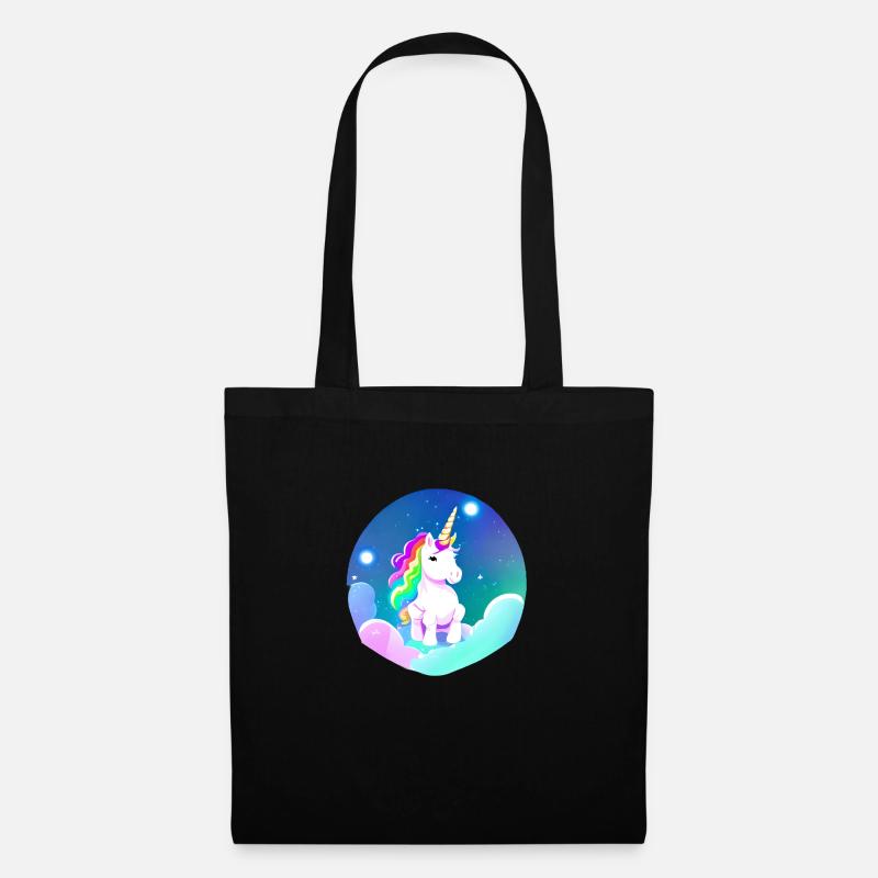 Einhorn Fabeltier Mädchen Einhörner Unicorn - Stoffbeutel - Schwarz