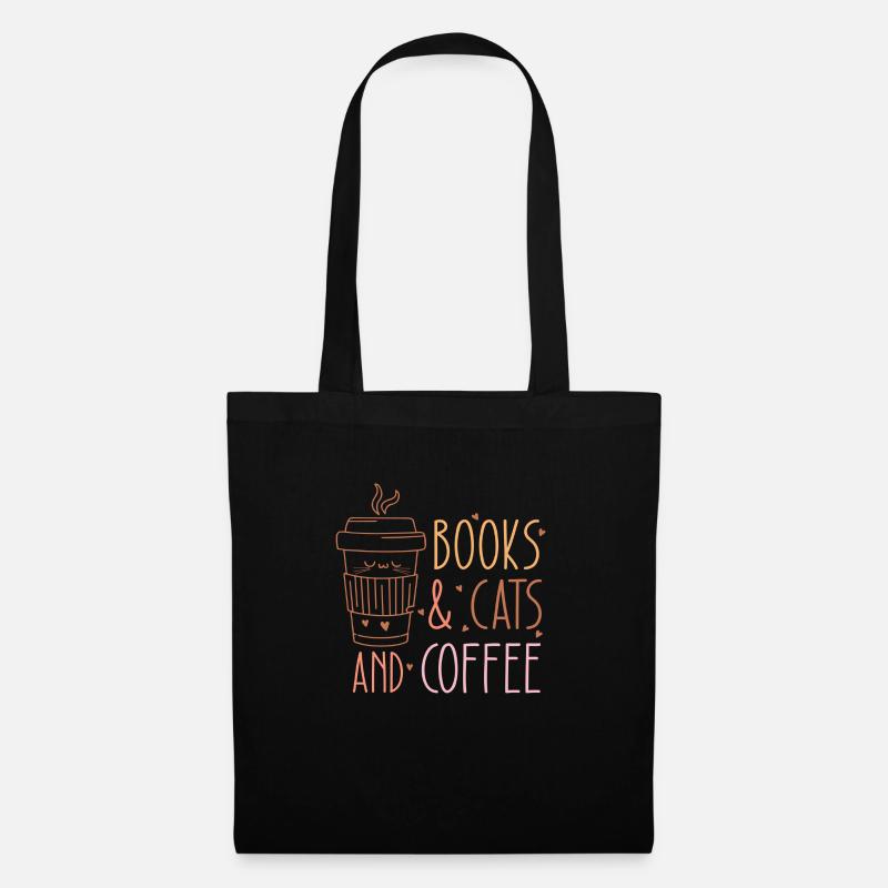 Books & Cats and Coffee - Stoffbeutel - Schwarz