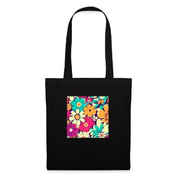 Floral motif stylized retroflowers 60s and 70s - Tote Bag - black - Front