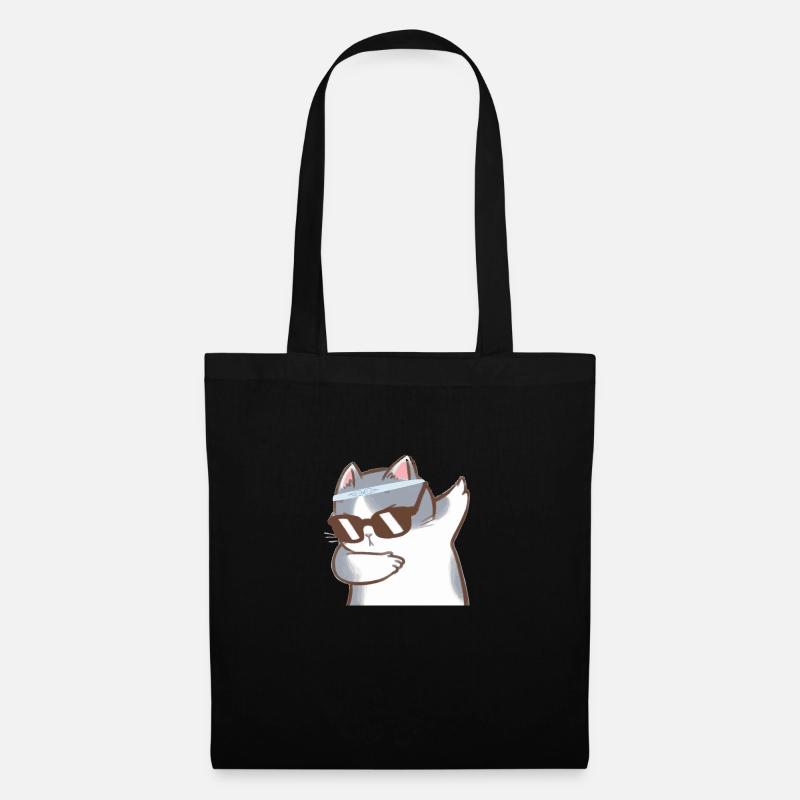 Katze mit Dab - Stoffbeutel - Schwarz
