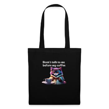 Drôle de chat et de café - Sac en tissu - noir - Devant