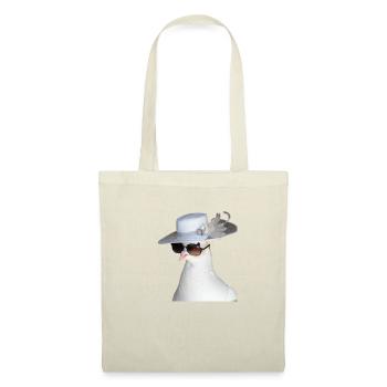 Une élégante colombe blanche avec des lunettes - Sac en tissu - nature - Devant
