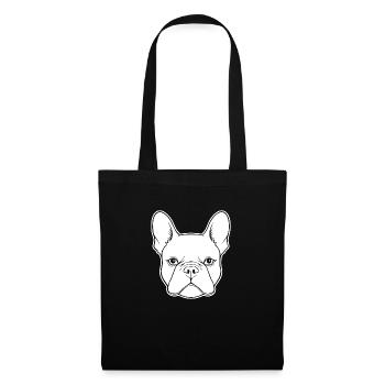 Französische Bulldogge Frenchie Boston Terrier - Stoffbeutel - Schwarz - Vorne