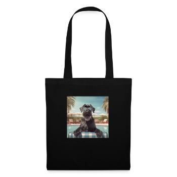 Riesenschnauzer mit Sonnenbrille im Urlaub - Stoffbeutel - Schwarz - Vorne