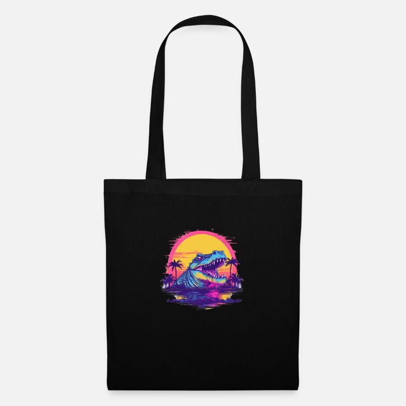Retro Crocodile Vaporwave - Borsa di stoffa - nero