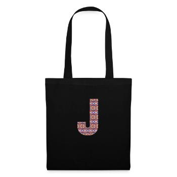 Monogram Letter J- geometric pattern - Tote Bag - black - Front