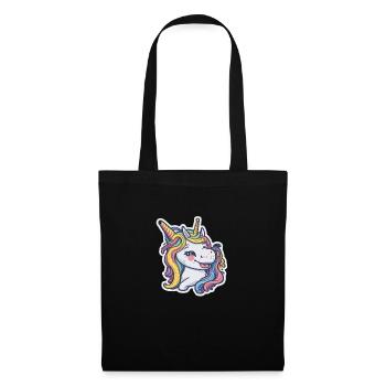 Unicorn Rainbow Einhorn Comic Cartoon - Stoffbeutel - Schwarz - Vorne