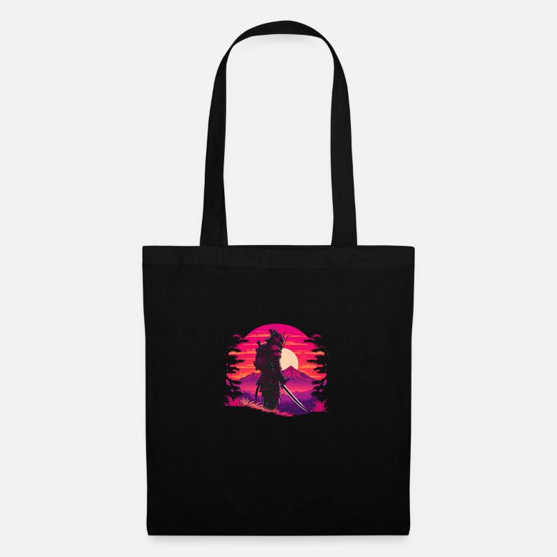 Samouraï de science-fiction Synthwave - Sac en tissu - noir