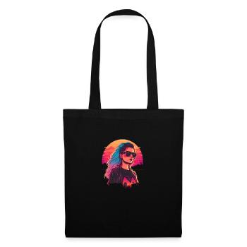 Synthwave Girl wearing sunglasses - Tote Bag - black - Front