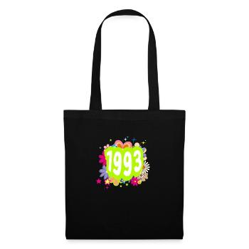 Jahr 1993 Jubiläum Floral Groovy - Stoffbeutel - Schwarz - Vorne