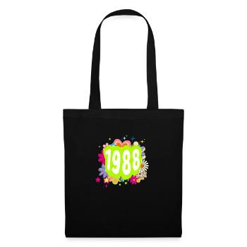 Année 1988 anniversaire Groovy floral - Sac en tissu - noir - Devant