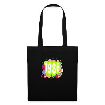 Year 1986 anniversary Groovy floral - Tote Bag - black - Front
