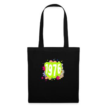 Jahr 1976 Jubiläum Floral Groovy - Stoffbeutel - Schwarz - Vorne