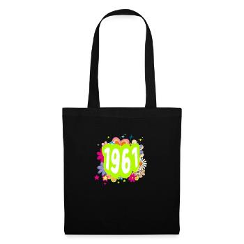 Année 1961 anniversaire Groovy floral - Sac en tissu - noir - Devant