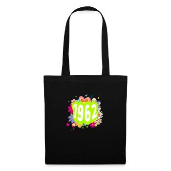 Jahr 1962 Jubiläum Floral Groovy - Stoffbeutel - Schwarz - Vorne