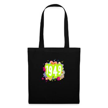 Année 1949 anniversaire Groovy floral - Sac en tissu - noir - Devant