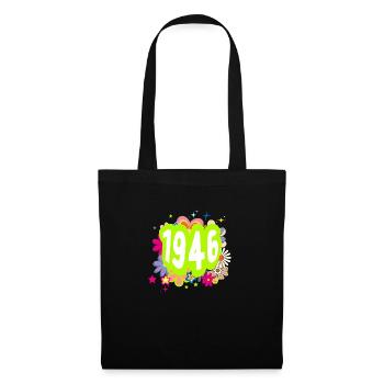 Année 1946 anniversaire Groovy floral - Sac en tissu - noir - Devant
