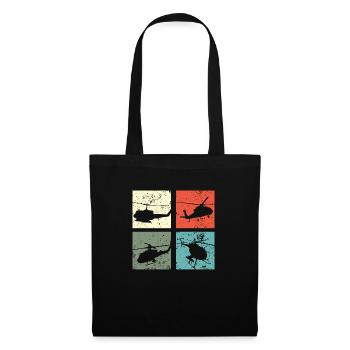 Hélicoptère rétro - Sac en tissu - noir - Devant