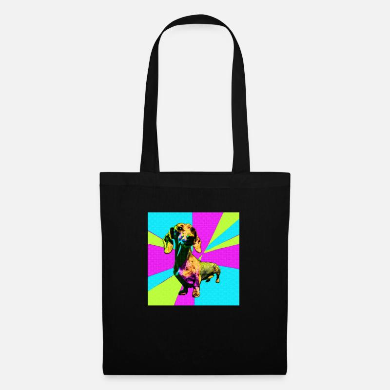 Teckel Pop Art - Sac en tissu - noir