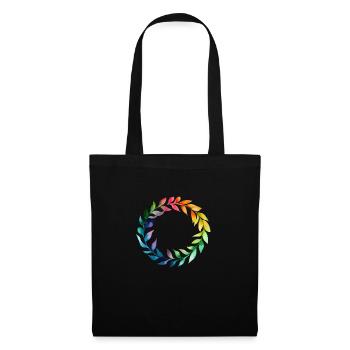 Feuilles arc-en-ciel. Formation d’un cercle dans le style aquarelle - Sac en tissu - noir - Devant