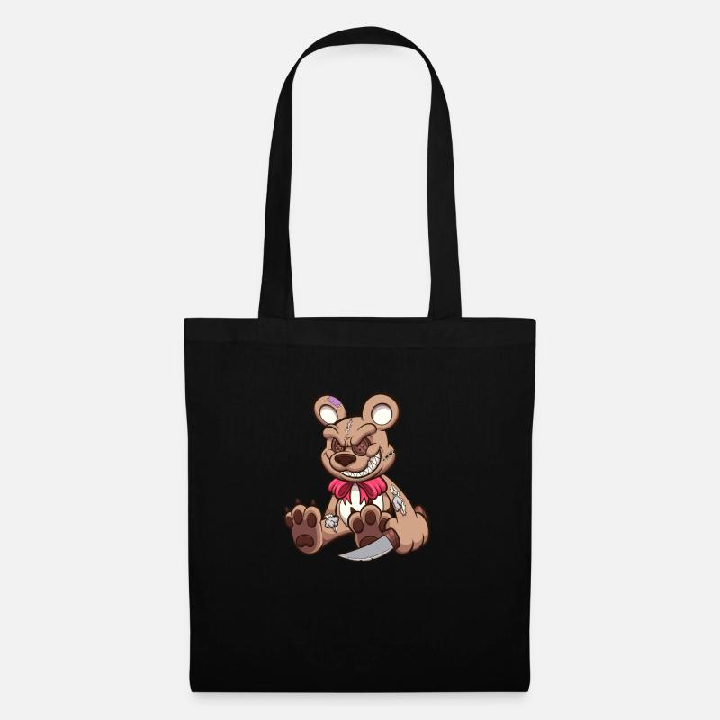 Böser Teddybär - Stoffbeutel - Schwarz